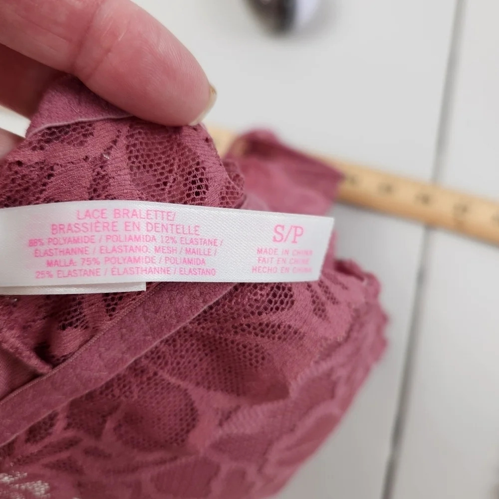 Pink Victoria Secret Rose Color Lace Bralette Size Small - Picture 8 of 12